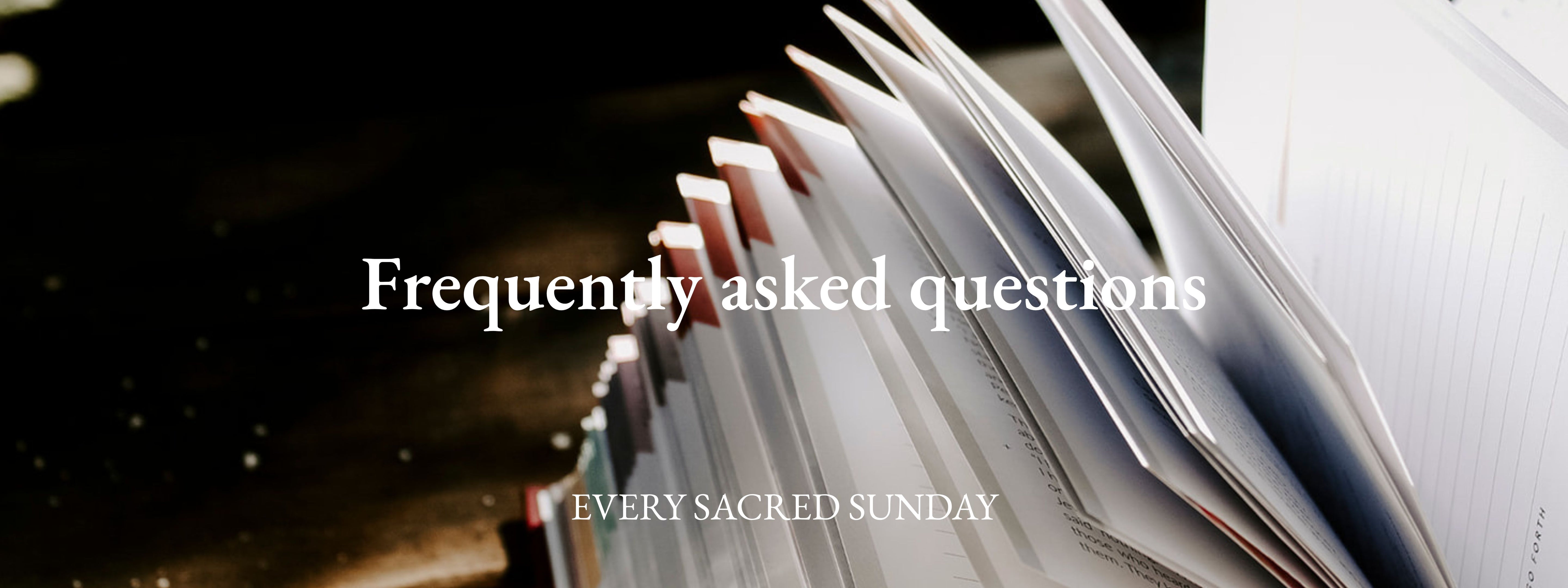 open book with frequently asked questions text overlay