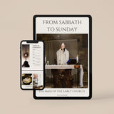 Tablet and phone showing priest during mass and eucharist in monstrance on white background