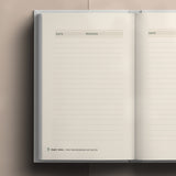 Interior of Catechism Companion Journal showing blank journal pages on light brown background