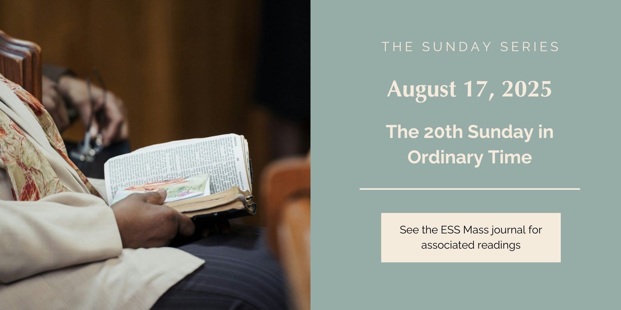 August 17, 2025: Twentieth Sunday in Ordinary Time