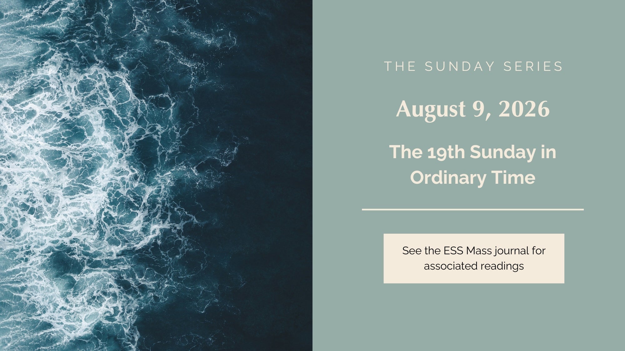 August 9, 2026: Nineteenth Sunday in Ordinary Time